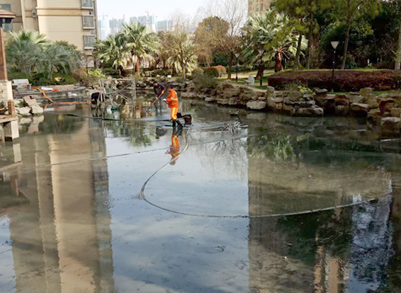 船营景观池淤泥清理